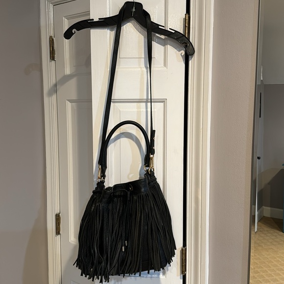 Milly black fringe leather crossbody handbag - Picture 2 of 6